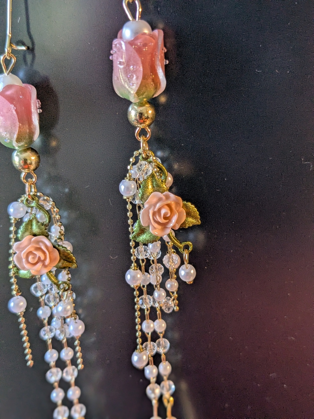 Indigenous Created Elegant Floral Dentalium Shell Statement Earrings - Picture 5 of 11
